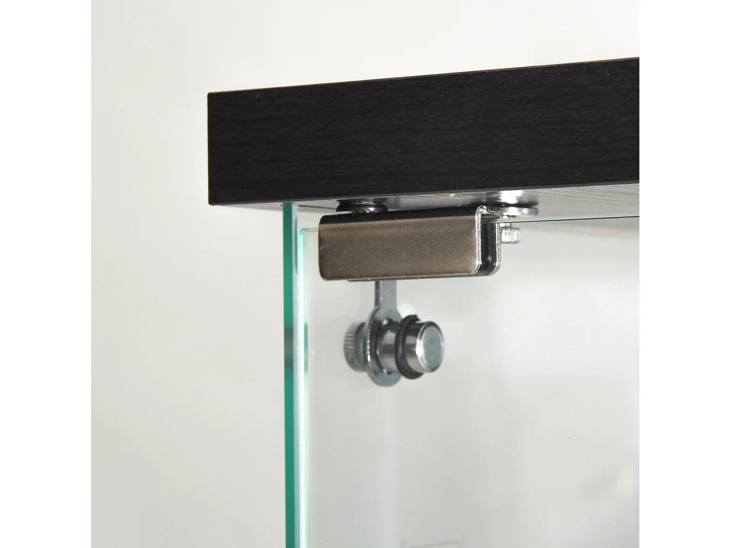 Vitrine D’exposition Une Porte Fond Miroir,4 Étagères Verre Trempé + Éclairage LED, Couleur Noire, Rangement Collection Salon/Chambre,42,5×36,5×164cm