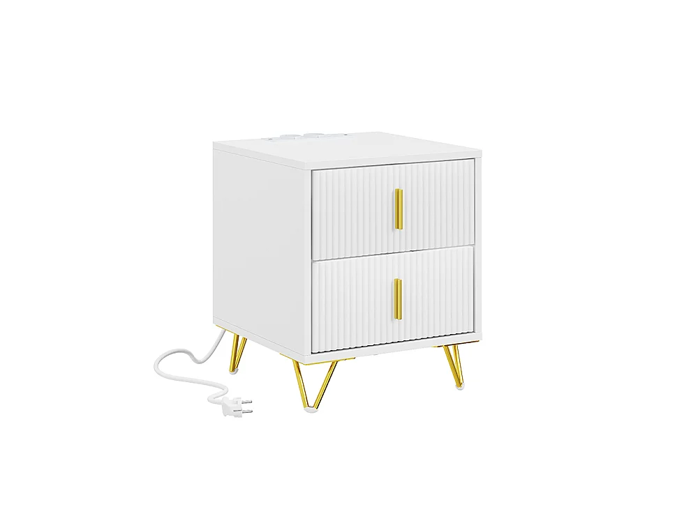 SoBuy Natbord 2 skuffer Hvid 40x40x47cm FBT115-E-W