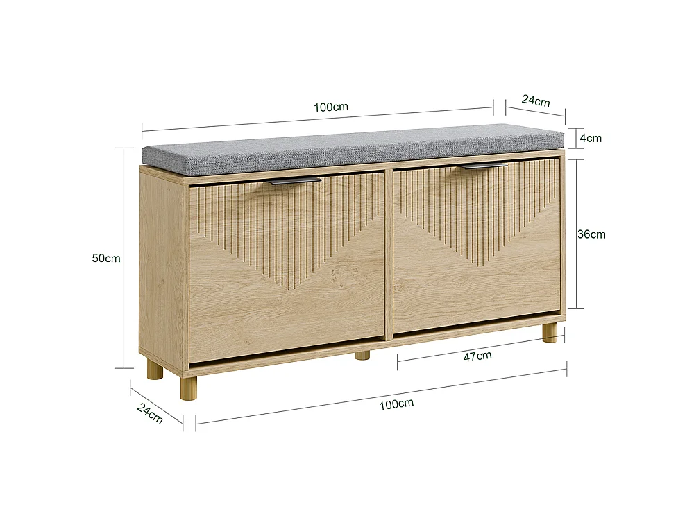 SoBuy Bancada de Entrada com 2 Portas Madeira Claro Cinza 100x24x50cm FSR211-N