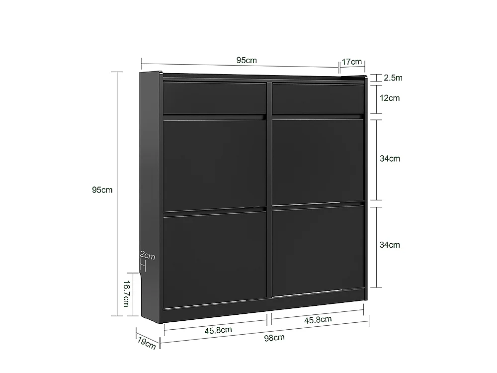 SoBuy Skoskåp Svart 98x19x95cm FSR169-SCH