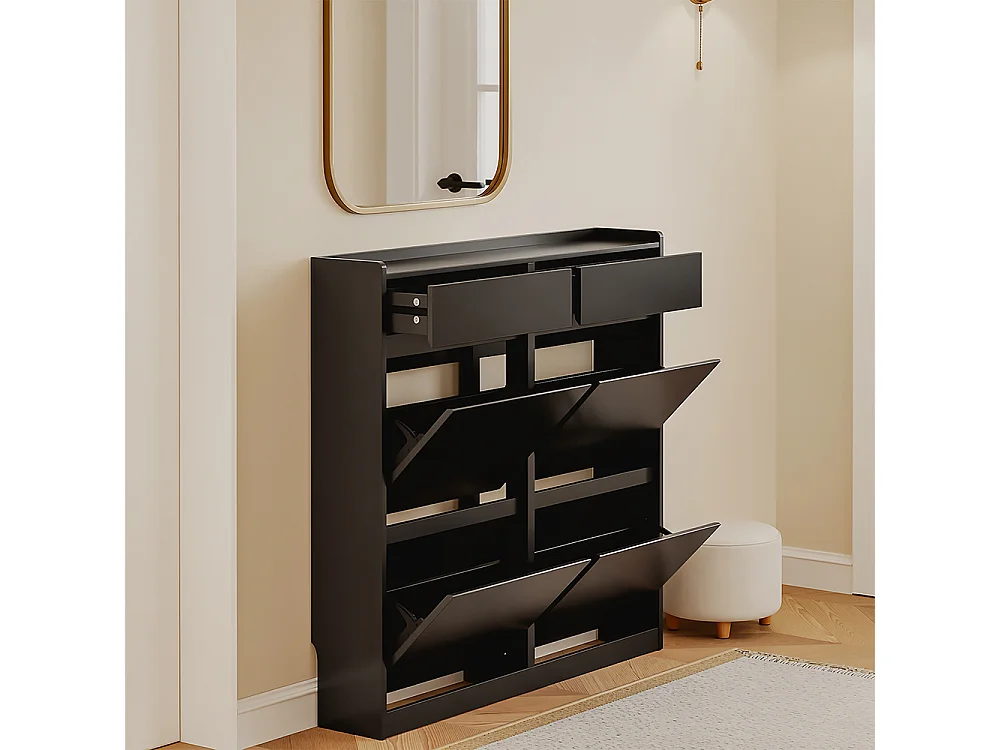 SoBuy Skoskåp Svart 98x19x95cm FSR169-SCH