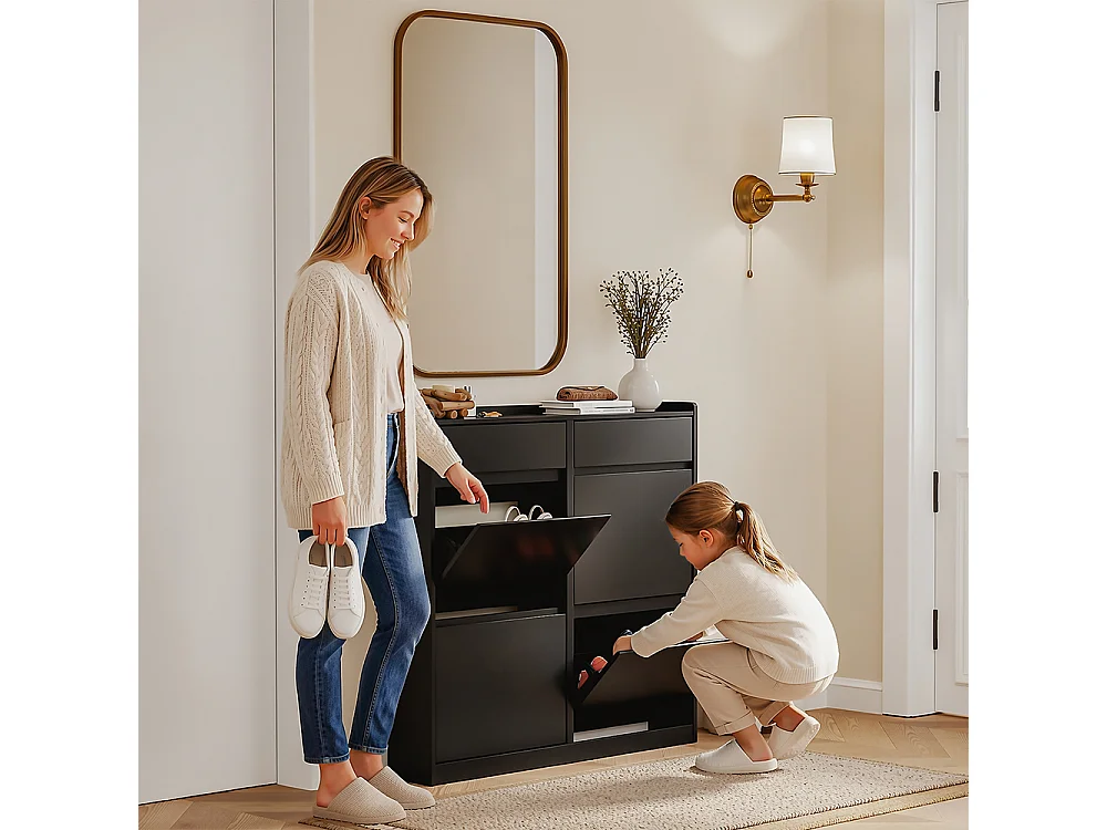 SoBuy Skoskåp Svart 98x19x95cm FSR169-SCH