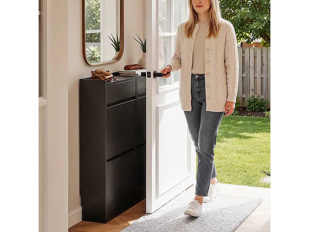 SoBuy Skoskåp Svart 98x19x95cm FSR169-SCH