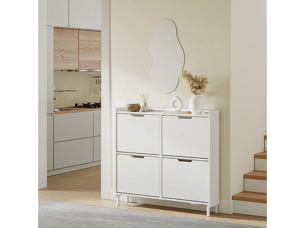 SoBuy Meuble à chaussures Rangement Blanc 100x19x93cm FSR100-E-W