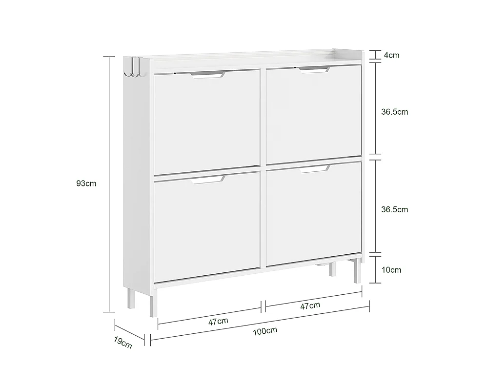 SoBuy Meuble à chaussures Rangement Blanc 100x19x93cm FSR100-E-W