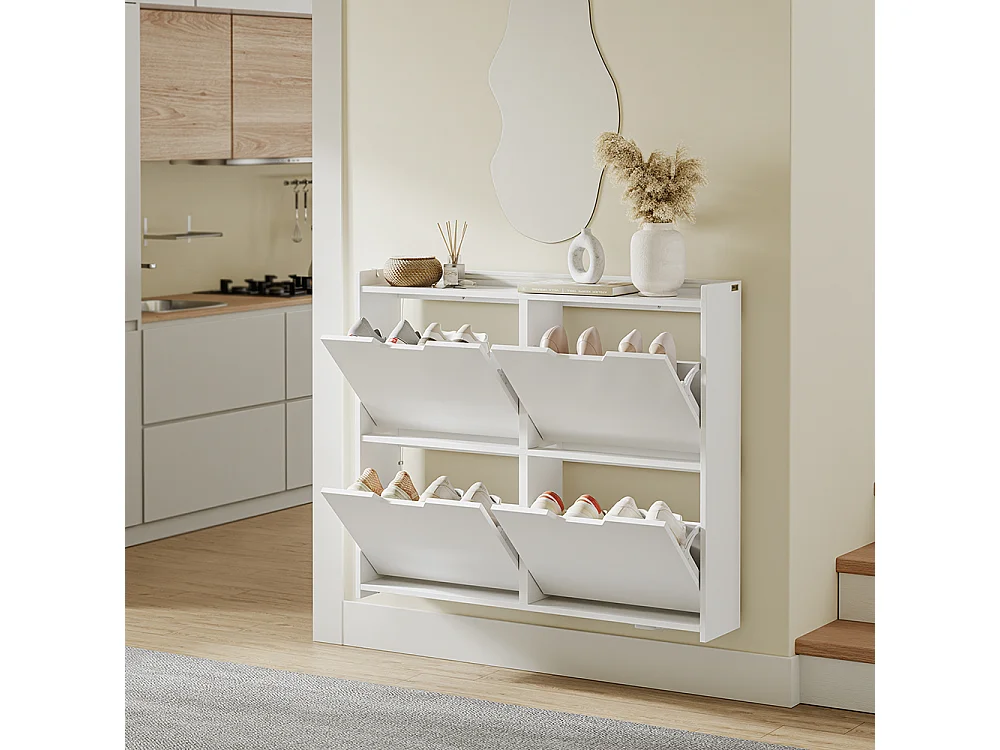 SoBuy Meuble à chaussures Rangement Blanc 100x19x93cm FSR100-E-W