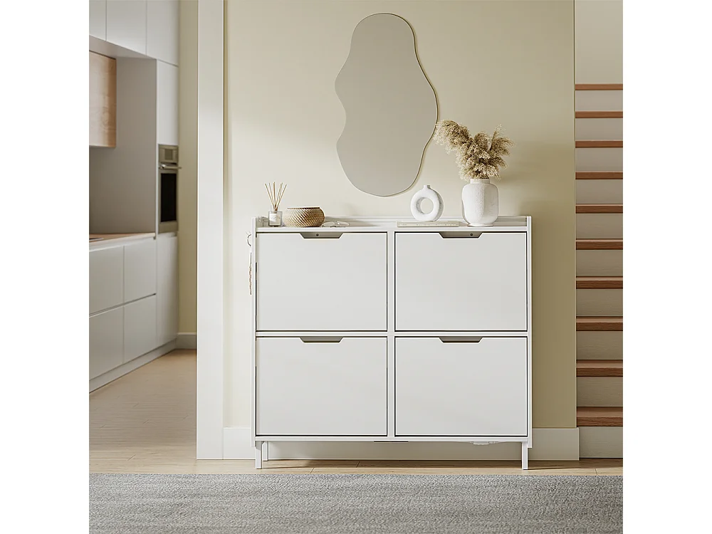 SoBuy Meuble à chaussures Rangement Blanc 100x19x93cm FSR100-E-W