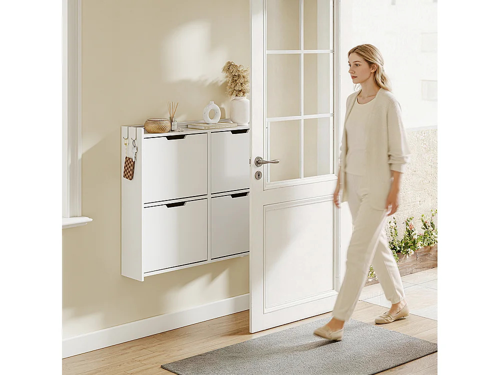 SoBuy Meuble à chaussures Rangement Blanc 100x19x93cm FSR100-E-W