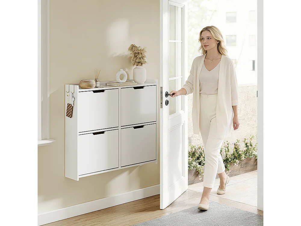 SoBuy Meuble à chaussures Rangement Blanc 100x19x93cm FSR100-E-W