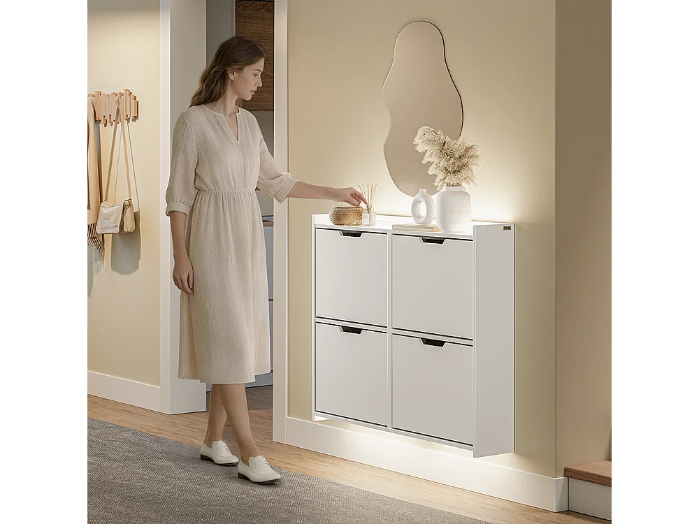 SoBuy Meuble à chaussures Rangement Blanc 100x19x93cm FSR100-E-W