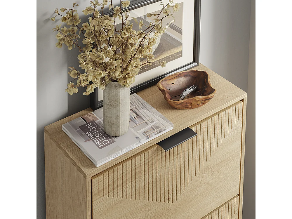 SoBuy Skoskåp 3 Lådor Ljus Ek 60x24x120cm FSR213-N