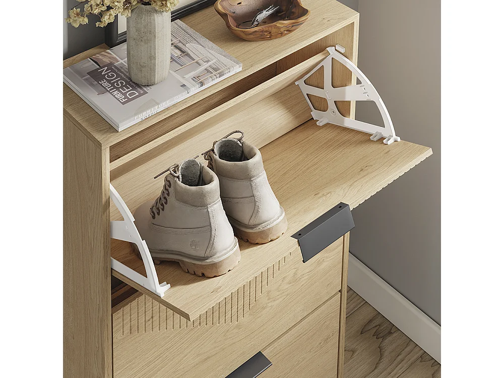SoBuy Skoskåp 3 Lådor Ljus Ek 60x24x120cm FSR213-N