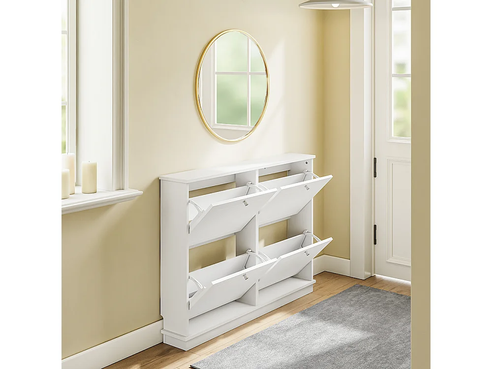 SoBuy Meuble à chaussures 4 portes à clapet Blanc 105x48x78cm FSR216-W