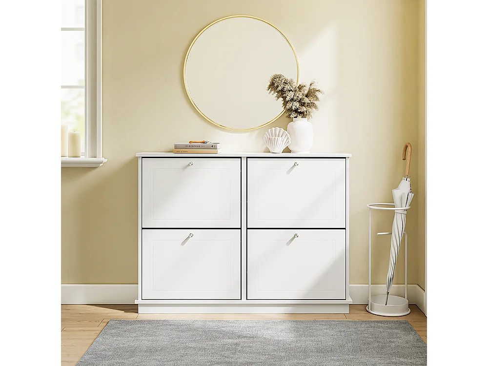 SoBuy Meuble à chaussures 4 portes à clapet Blanc 105x48x78cm FSR216-W