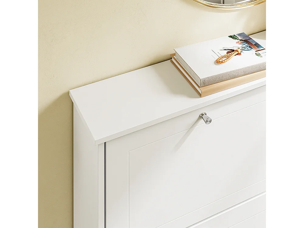 SoBuy Meuble à chaussures 4 portes à clapet Blanc 105x48x78cm FSR216-W