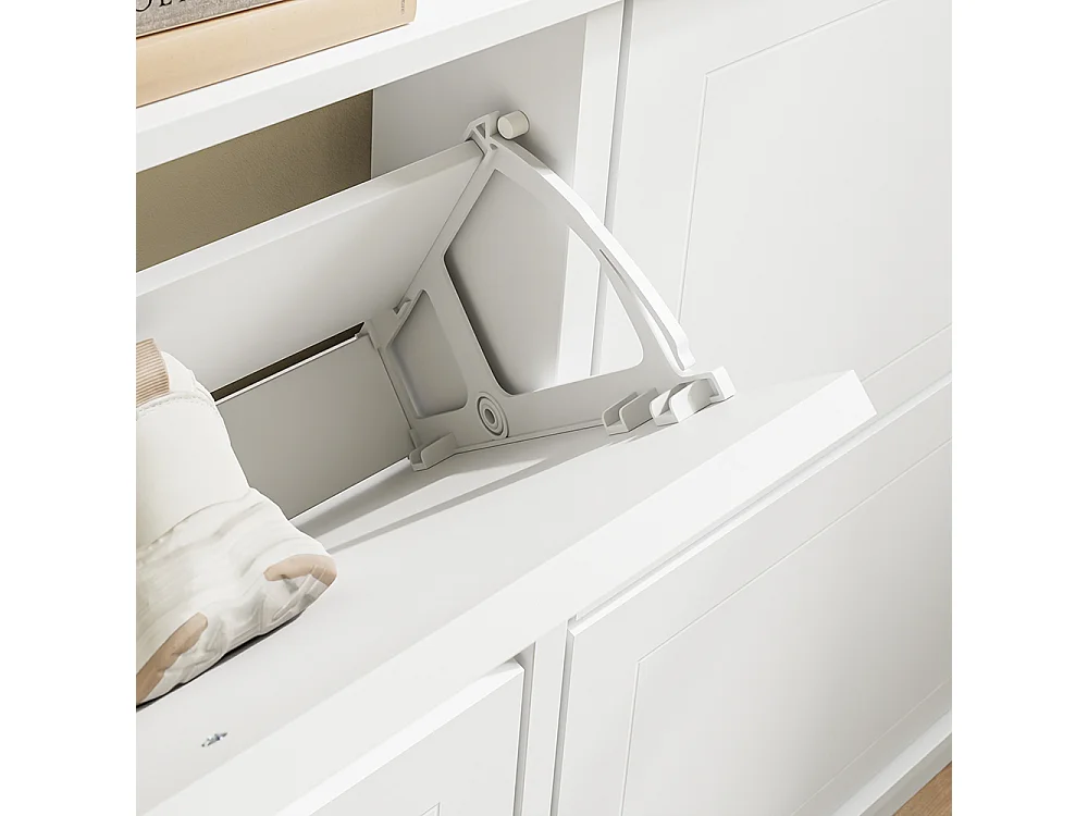 SoBuy Meuble à chaussures 4 portes à clapet Blanc 105x48x78cm FSR216-W