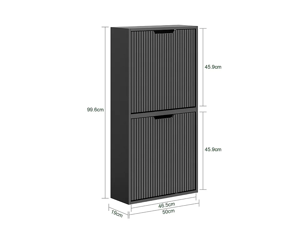 SoBuy Meuble Chaussures Portes Rabattables Noir 50x19x99.6cm FSR204-SCH