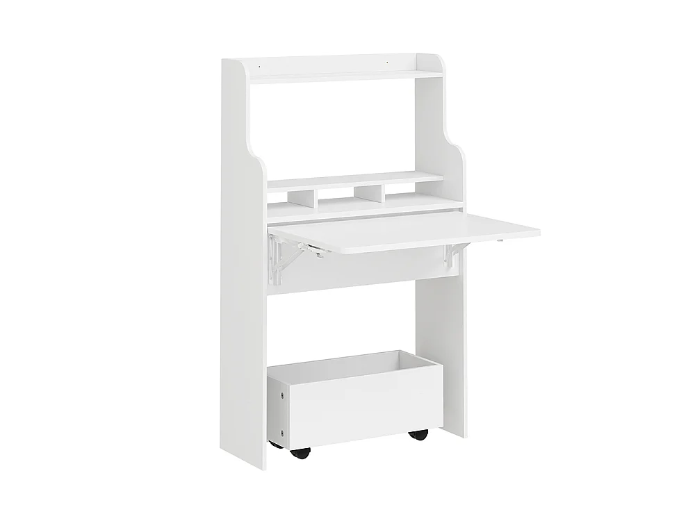 SoBuy Table murale pliante avec tiroir Roulettes Blanc 61,5x25x100,6cm FWT105-II-W