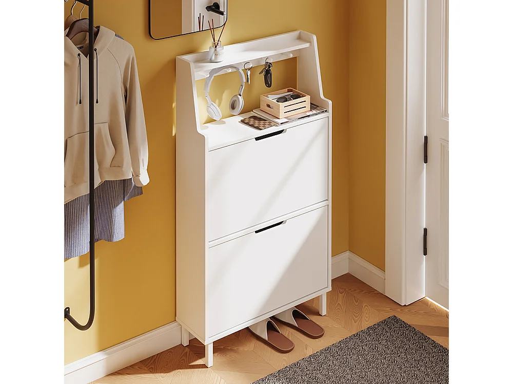 SoBuy Meuble Chaussures Rangement Porte Blanc 60x19x119cm FSR221-W