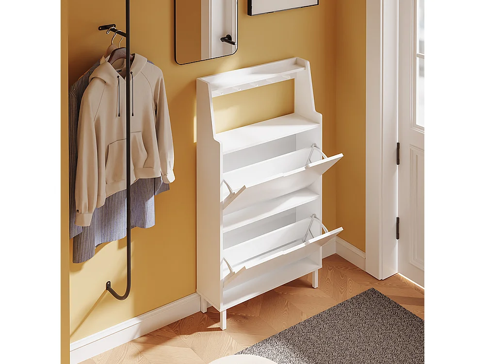 SoBuy Meuble Chaussures Rangement Porte Blanc 60x19x119cm FSR221-W