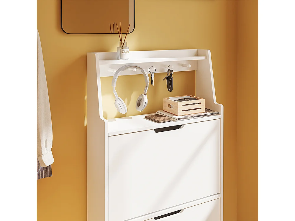 SoBuy Meuble Chaussures Rangement Porte Blanc 60x19x119cm FSR221-W