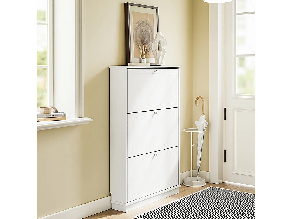 SoBuy Skoskab 3 døre Hvid 76x18x113cm FSR215-W