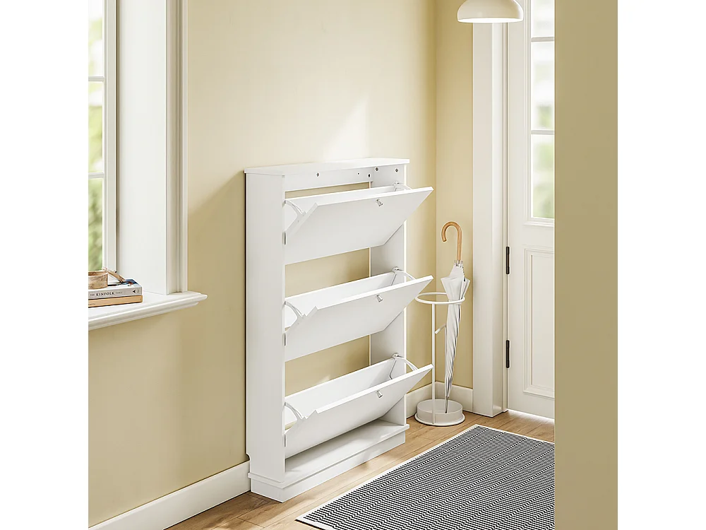 SoBuy Skoskab 3 døre Hvid 76x18x113cm FSR215-W