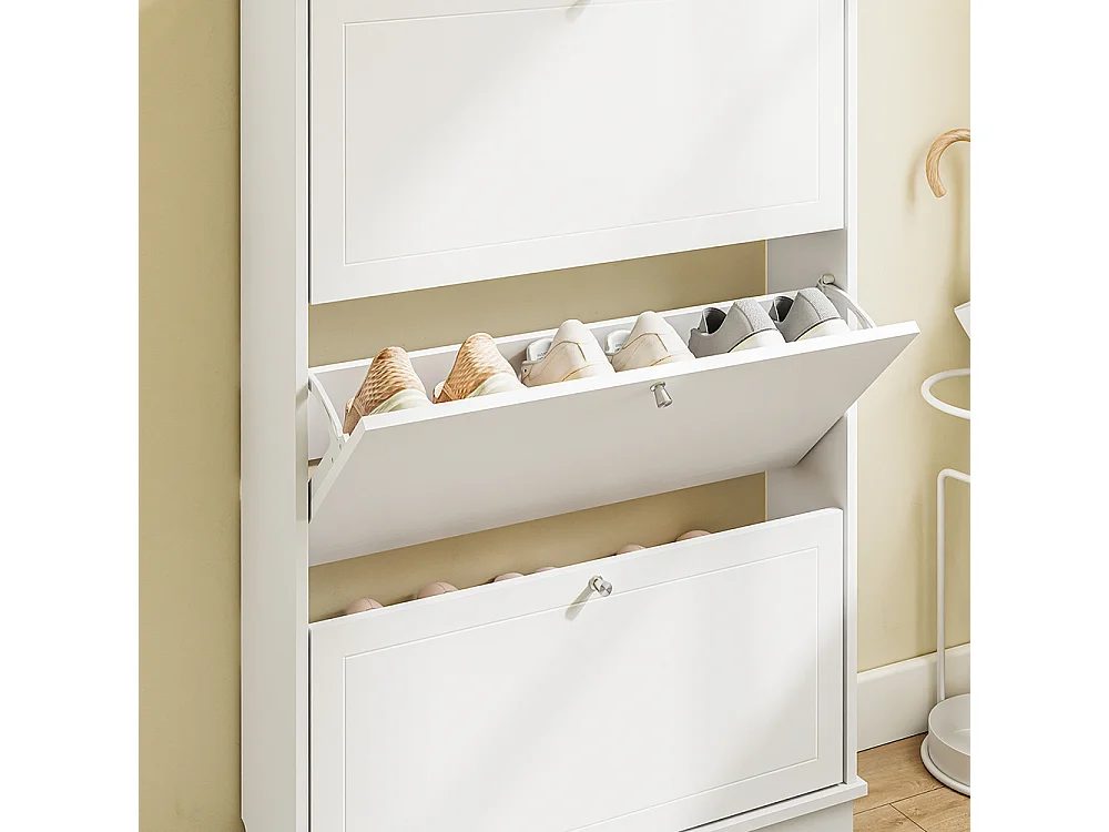 SoBuy Skoskab 3 døre Hvid 76x18x113cm FSR215-W