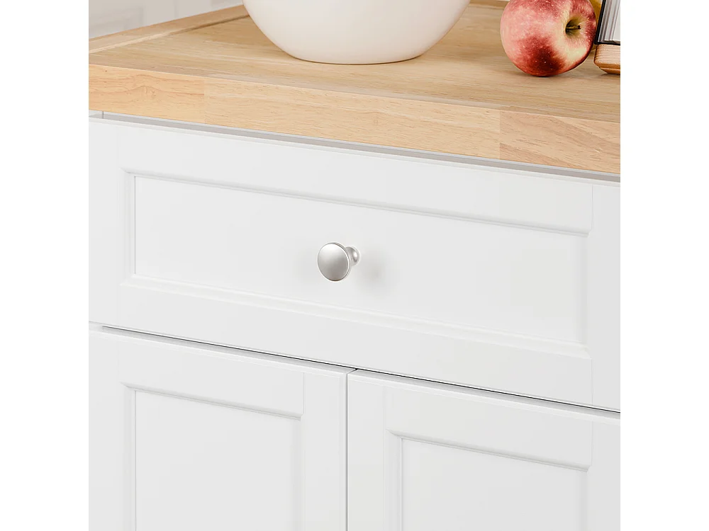 SoBuy | Chariot de cuisine blanc avec 2 tiroirs | Table de cuisine pliable pour espace optimisé |