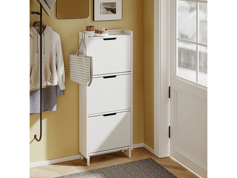 SoBuy Skohylde Klapbar Hvid 50x19x131cm FSR151-H-E-W