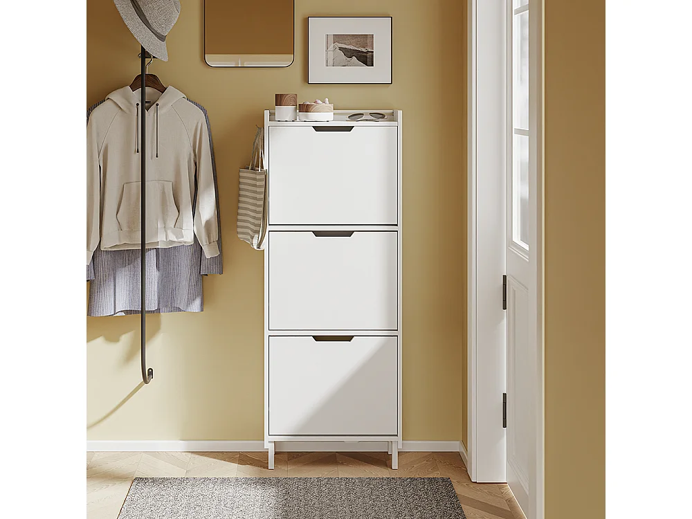 SoBuy Skohylde Klapbar Hvid 50x19x131cm FSR151-H-E-W