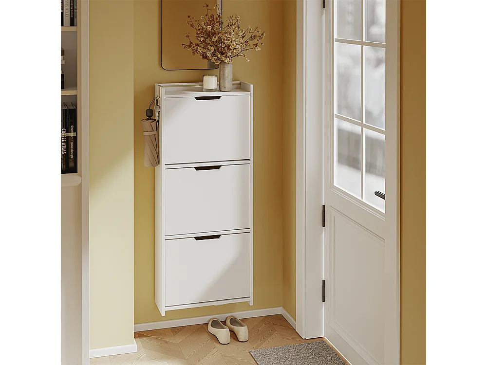 SoBuy Skohylde Klapbar Hvid 50x19x131cm FSR151-H-E-W