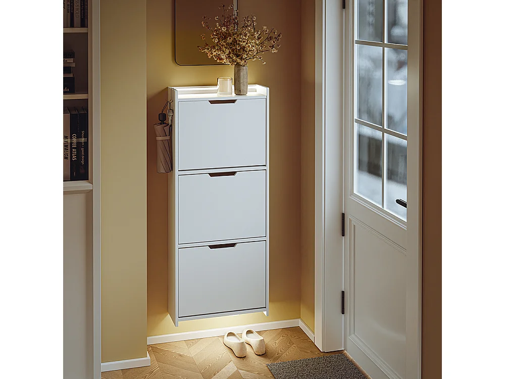 SoBuy Skohylde Klapbar Hvid 50x19x131cm FSR151-H-E-W