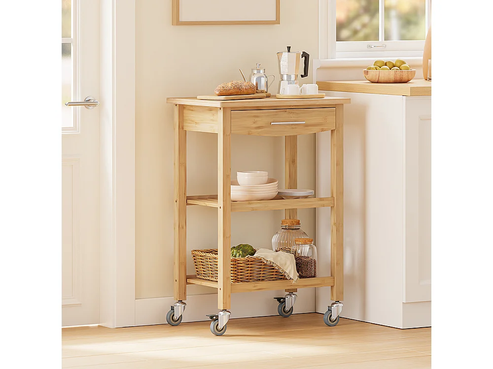 SoBuy Køkkenvogn med skuffe Farve Træ 58x40x86cm FKW135-N