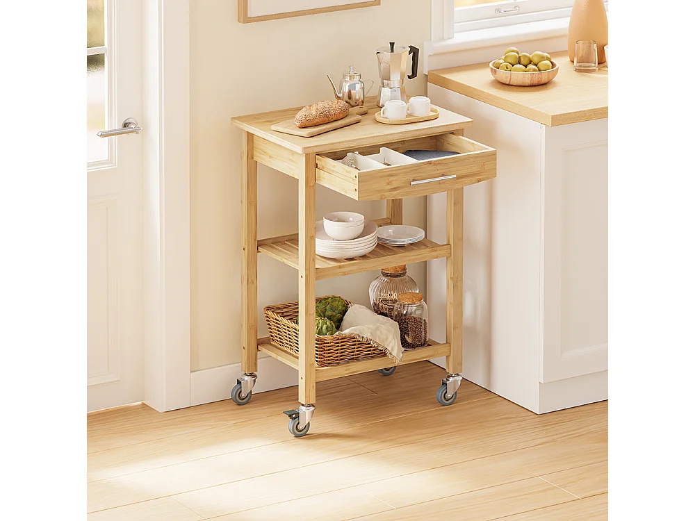 SoBuy Køkkenvogn med skuffe Farve Træ 58x40x86cm FKW135-N