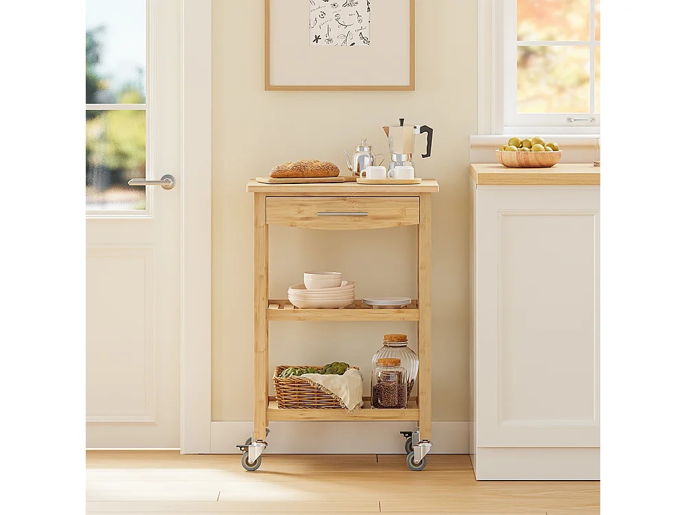SoBuy Køkkenvogn med skuffe Farve Træ 58x40x86cm FKW135-N