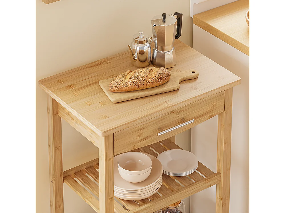 SoBuy Køkkenvogn med skuffe Farve Træ 58x40x86cm FKW135-N