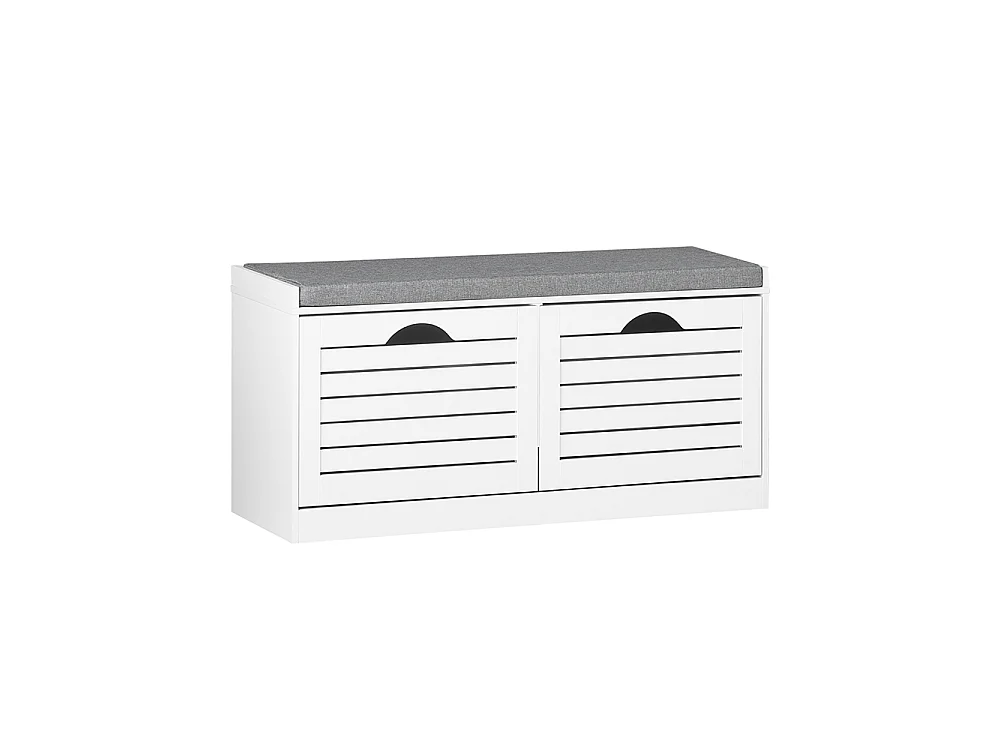 SoBuy Banc Rangement Chaussures Blanc Gris 97x30x47cm FSR62-II-W