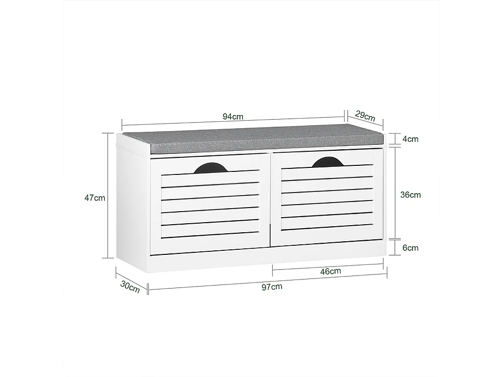 SoBuy Banc Rangement Chaussures Blanc Gris 97x30x47cm FSR62-II-W