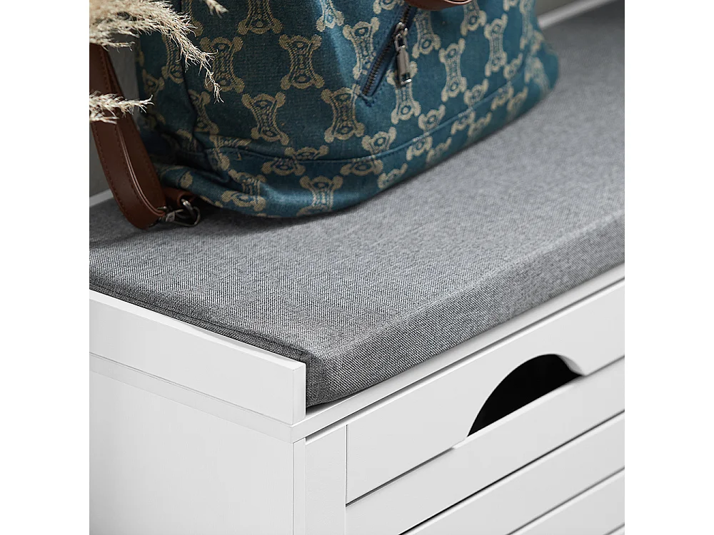 SoBuy Banc Rangement Chaussures Blanc Gris 97x30x47cm FSR62-II-W