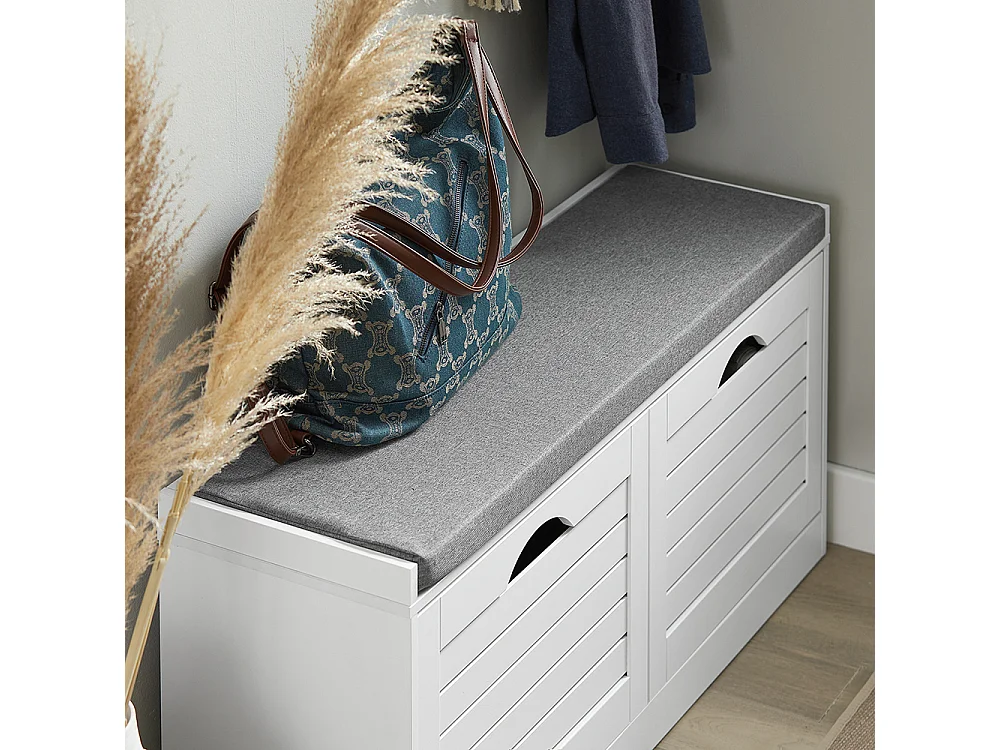 SoBuy Banc Rangement Chaussures Blanc Gris 97x30x47cm FSR62-II-W