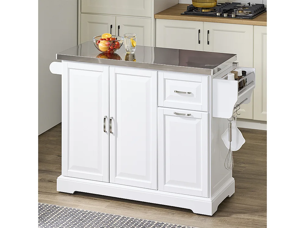 SoBuy Köksö med klappbar sida Förvaring Vit 107x71x91cm FKW128-II-ST