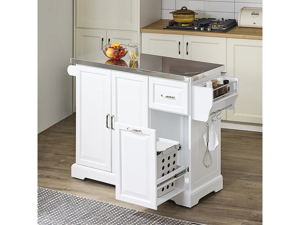 SoBuy Köksö med klappbar sida Förvaring Vit 107x71x91cm FKW128-II-ST