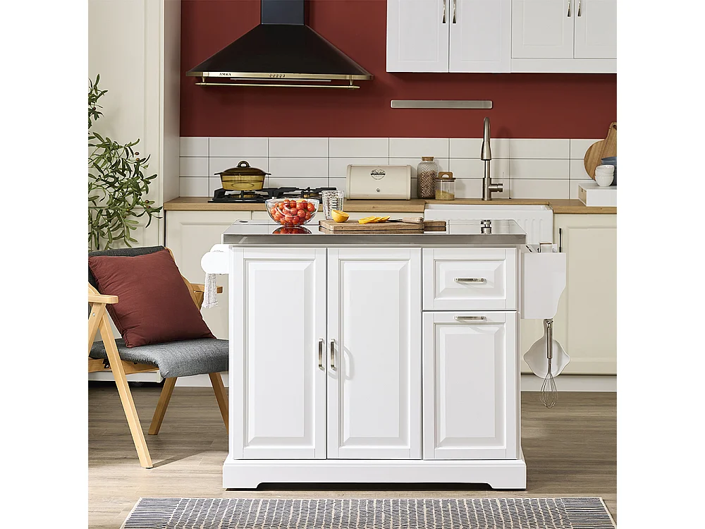 SoBuy Köksö med klappbar sida Förvaring Vit 107x71x91cm FKW128-II-ST