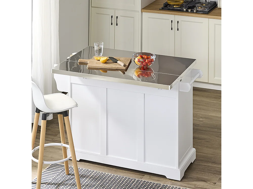 SoBuy Köksö med klappbar sida Förvaring Vit 107x71x91cm FKW128-II-ST