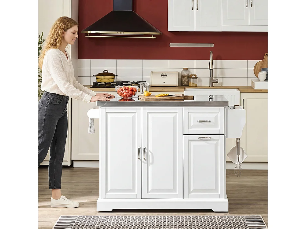 SoBuy Köksö med klappbar sida Förvaring Vit 107x71x91cm FKW128-II-ST