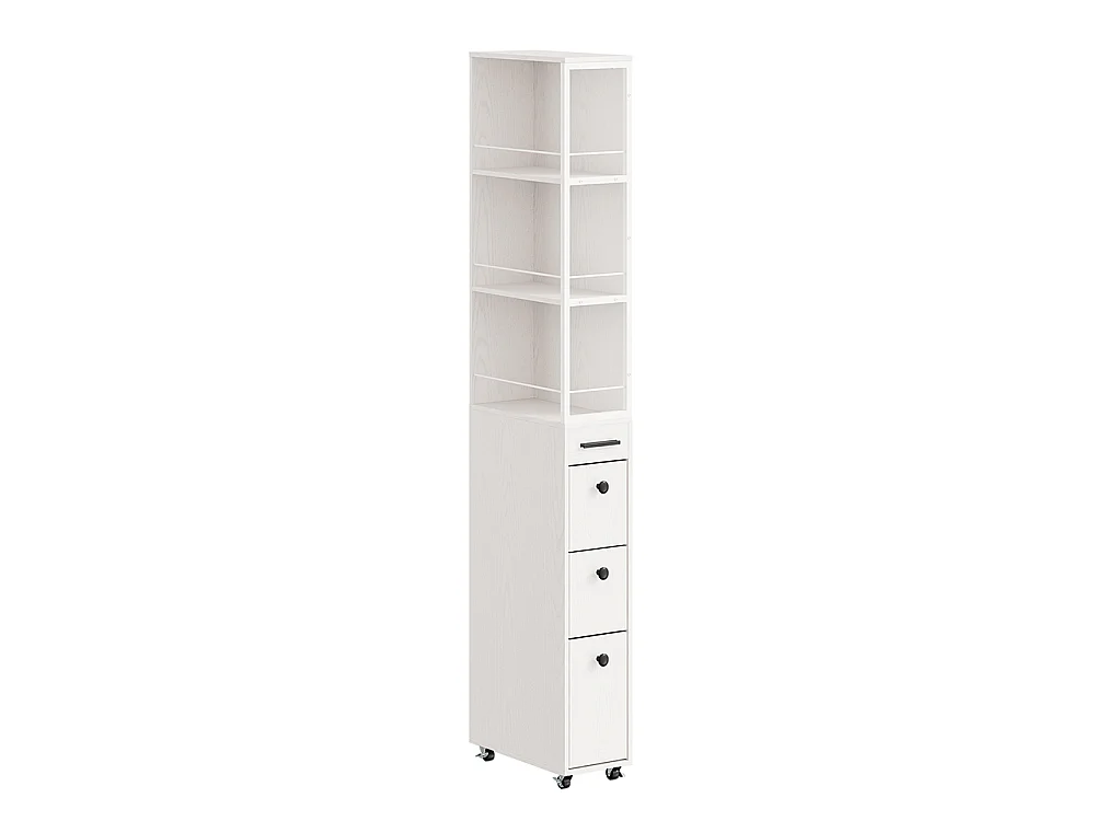 SoBuy Meuble étroit à tiroirs et étagères Blanc crème 40x20x170cm NSR13-WG