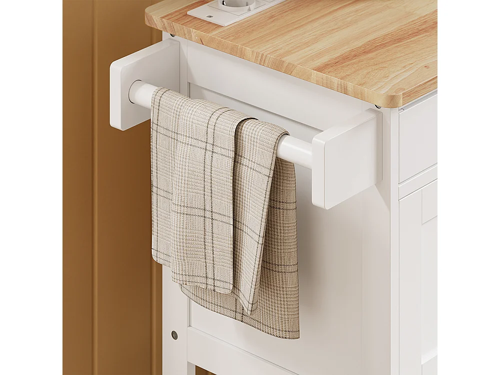 SoBuy Chariot de cuisine avec roulettes Blanc Chêne clair 75x37x87cm FKW45-E-WN