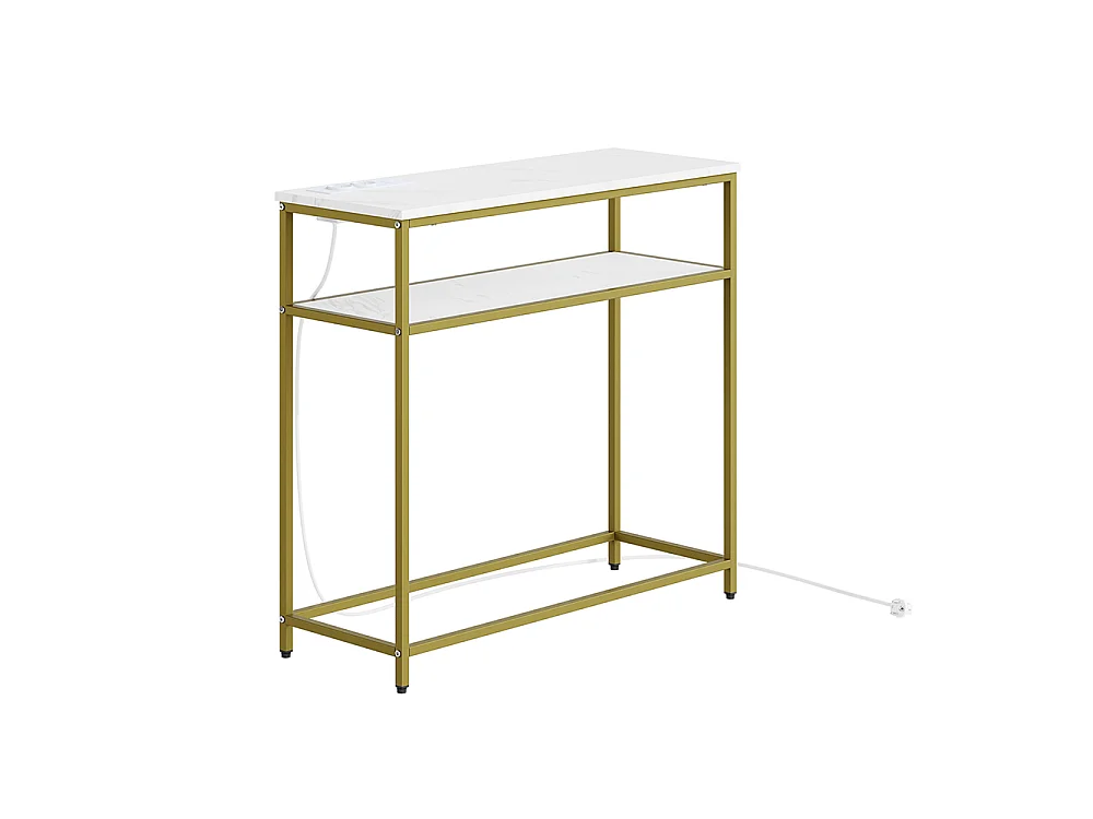 SoBuy Console d'entrée avec prise électrique Or Blanc 80x30x75cm FSB106-E-G