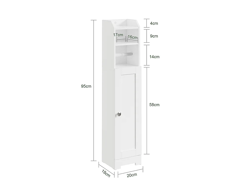 SoBuy | Meuble rangement WC blanc | Étagère de toilette avec 3 niveaux ouverts | Armoire de salle de
